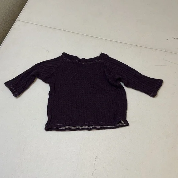 Handmade 2 Sweet Cheeks Waffle Knit Set 0-3M Purple Lounge Outfit - Picture 4 of 11